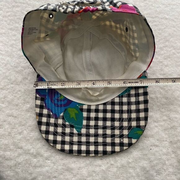 Vintage Checkered with Floral Baseball Cap Cotton Hat - Picture 6 of 9